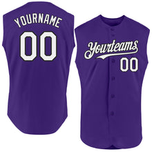 Charger l'image dans la galerie, Custom Purple White-Black Authentic Sleeveless Baseball Jersey