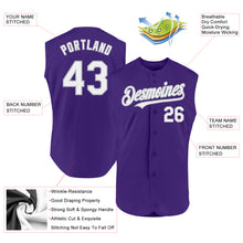 Charger l'image dans la galerie, Custom Purple White-Gray Authentic Sleeveless Baseball Jersey