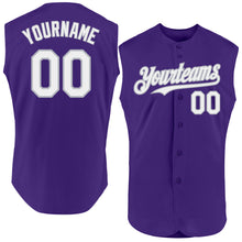 Charger l'image dans la galerie, Custom Purple White-Gray Authentic Sleeveless Baseball Jersey