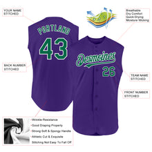 Charger l'image dans la galerie, Custom Purple Kelly Green-White Authentic Sleeveless Baseball Jersey