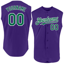 Charger l'image dans la galerie, Custom Purple Kelly Green-White Authentic Sleeveless Baseball Jersey