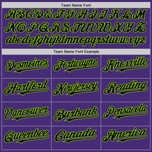 Laden Sie das Bild in den Galerie-Viewer, Custom Purple Black-Neon Green Authentic Sleeveless Baseball Jersey