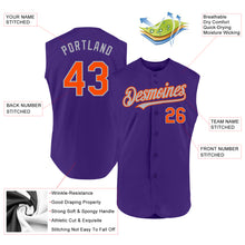 Laden Sie das Bild in den Galerie-Viewer, Custom Purple Orange-Gray Authentic Sleeveless Baseball Jersey