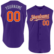 Laden Sie das Bild in den Galerie-Viewer, Custom Purple Orange-Gray Authentic Sleeveless Baseball Jersey