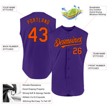 Charger l'image dans la galerie, Custom Purple Orange-Black Authentic Sleeveless Baseball Jersey