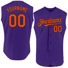 Charger l'image dans la galerie, Custom Purple Orange-Black Authentic Sleeveless Baseball Jersey