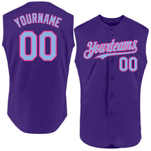 Charger l'image dans la galerie, Custom Purple Light Blue-Pink Authentic Sleeveless Baseball Jersey