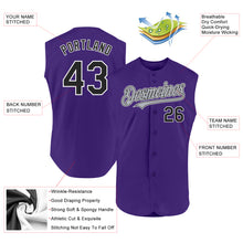 Charger l'image dans la galerie, Custom Purple Black-Gray Authentic Sleeveless Baseball Jersey