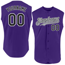 Charger l'image dans la galerie, Custom Purple Black-Gray Authentic Sleeveless Baseball Jersey