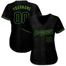 Загрузить изображение в средство просмотра галереи, Custom Black Snakeskin Black-Neon Green 3D Pattern Design Authentic Baseball Jersey