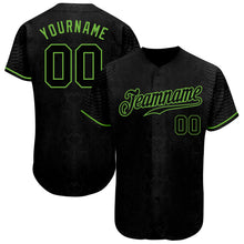 Загрузить изображение в средство просмотра галереи, Custom Black Snakeskin Black-Neon Green 3D Pattern Design Authentic Baseball Jersey