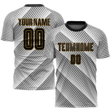 Load image into Gallery viewer, Custom White Black-Old Gold Sublimation Soccer Uniform Jersey