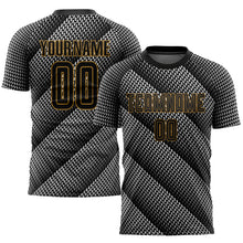 Laden Sie das Bild in den Galerie-Viewer, Custom Black Black-Old Gold Sublimation Soccer Uniform Jersey