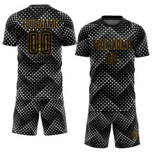Laden Sie das Bild in den Galerie-Viewer, Custom Black Black-Old Gold Sublimation Soccer Uniform Jersey