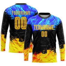 Load image into Gallery viewer, Custom Figure Gold-Royal Sublimation Soccer Uniform Jersey
