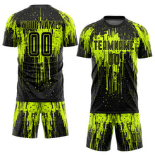 Load image into Gallery viewer, Custom Neon Green Black Sublimation Soccer Uniform Jersey