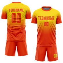 Загрузить изображение в средство просмотра галереи, Custom Gold Orange Sublimation Fade Fashion Soccer Uniform Jersey
