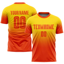 Загрузить изображение в средство просмотра галереи, Custom Gold Orange Sublimation Fade Fashion Soccer Uniform Jersey