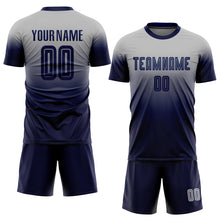 Charger l'image dans la galerie, Custom Gray Navy Sublimation Fade Fashion Soccer Uniform Jersey