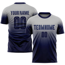 Charger l'image dans la galerie, Custom Gray Navy Sublimation Fade Fashion Soccer Uniform Jersey