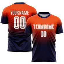 Загрузить изображение в средство просмотра галереи, Custom Orange White-Navy Sublimation Fade Fashion Soccer Uniform Jersey