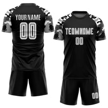 Laden Sie das Bild in den Galerie-Viewer, Custom Black White-Camo Sublimation Soccer Uniform Jersey