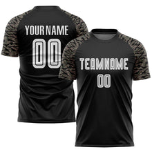 Laden Sie das Bild in den Galerie-Viewer, Custom Black White-Camo Sublimation Soccer Uniform Jersey