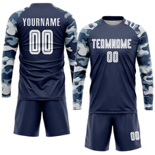 Load image into Gallery viewer, Custom Navy White-Camo Sublimation Soccer Uniform Jersey