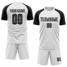 Load image into Gallery viewer, Custom White Black Sublimation Soccer Uniform Jersey