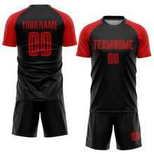 Charger l'image dans la galerie, Custom Black Red Sublimation Soccer Uniform Jersey