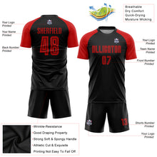 Charger l'image dans la galerie, Custom Black Red Sublimation Soccer Uniform Jersey