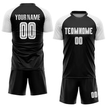 Laden Sie das Bild in den Galerie-Viewer, Custom Black White Sublimation Soccer Uniform Jersey