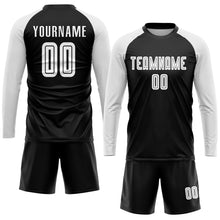 Laden Sie das Bild in den Galerie-Viewer, Custom Black White Sublimation Soccer Uniform Jersey