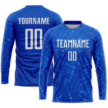 Laden Sie das Bild in den Galerie-Viewer, Custom Royal White Sublimation Soccer Uniform Jersey