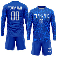 Laden Sie das Bild in den Galerie-Viewer, Custom Royal White Sublimation Soccer Uniform Jersey