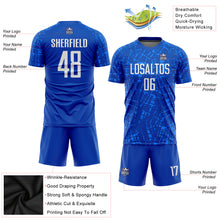 Laden Sie das Bild in den Galerie-Viewer, Custom Royal White Sublimation Soccer Uniform Jersey