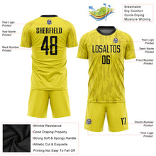 Load image into Gallery viewer, Custom Gold Black Sublimation Soccer Uniform Jersey