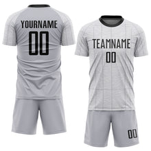 Laden Sie das Bild in den Galerie-Viewer, Custom Gray Black-White Sublimation Soccer Uniform Jersey