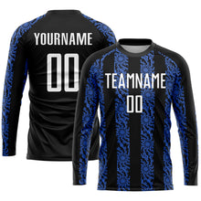 Laden Sie das Bild in den Galerie-Viewer, Custom Black White-Royal Sublimation Soccer Uniform Jersey