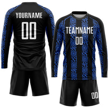 Laden Sie das Bild in den Galerie-Viewer, Custom Black White-Royal Sublimation Soccer Uniform Jersey