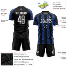 Laden Sie das Bild in den Galerie-Viewer, Custom Black White-Royal Sublimation Soccer Uniform Jersey