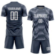 Laden Sie das Bild in den Galerie-Viewer, Custom Steel Gray White Sublimation Soccer Uniform Jersey