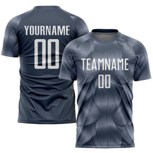 Laden Sie das Bild in den Galerie-Viewer, Custom Steel Gray White Sublimation Soccer Uniform Jersey