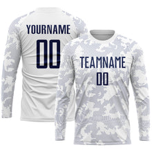 Charger l'image dans la galerie, Custom White Navy Sublimation Soccer Uniform Jersey