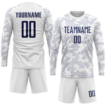 Charger l'image dans la galerie, Custom White Navy Sublimation Soccer Uniform Jersey