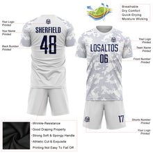 Charger l'image dans la galerie, Custom White Navy Sublimation Soccer Uniform Jersey
