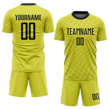 Load image into Gallery viewer, Custom Gold Black Sublimation Soccer Uniform Jersey
