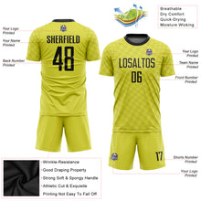 Load image into Gallery viewer, Custom Gold Black Sublimation Soccer Uniform Jersey