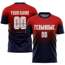 Загрузить изображение в средство просмотра галереи, Custom Red White-Navy Sublimation Fade Fashion Soccer Uniform Jersey