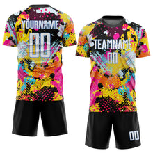 Laden Sie das Bild in den Galerie-Viewer, Custom Graffiti Pattern White-Light Blue Sublimation Soccer Uniform Jersey
